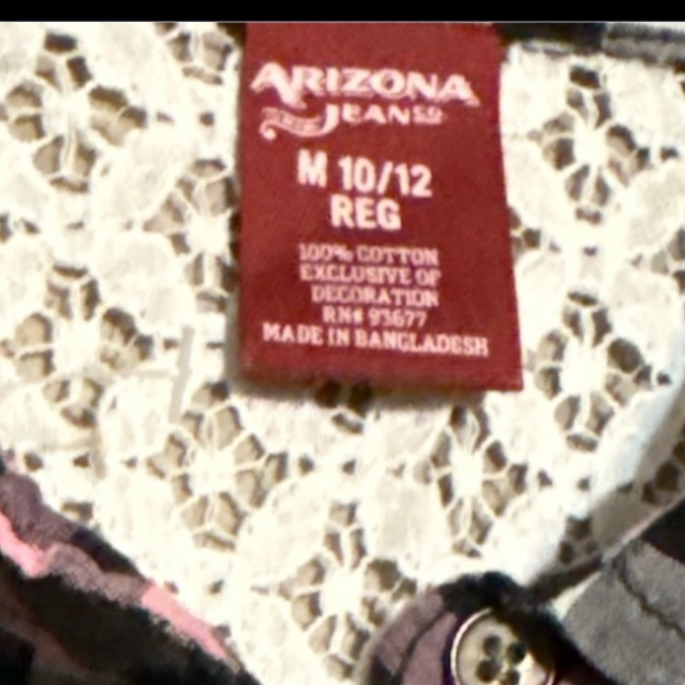 Girls Arizona Jean Company Pink and Black Button Down Shirt - Picture 5 of 6